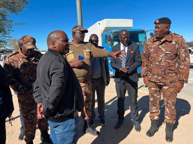 BUITEPOS, 10 June 2026 - Home Affairs, Immigration, Safety and Security Deputy Minister Edward Wambo visited Trans-Kalahari and Mamuno border posts (Photo: Contributed) NAMPA 