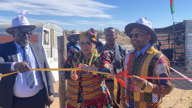 GIBEON, 12 June 2026 (NAMPA)-Vice President Lucia Witbooi together with Ministry of Mines and Energy Modestus Amutse and CEO of Debmarine Namibia official handed over electrified infrastructure in the Sunrise Informal Settlement in Gibeon

(Photo: Joe-Chintha Garises)
NAMPA