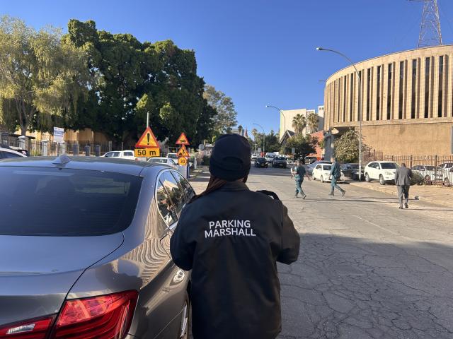 Windhoek, 18 June 2026- A parking marshal in the Windhoek CBD. (Photo by Eba Kandovazu).NAMPA