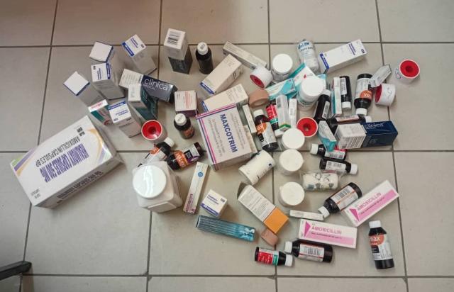 OTJIWARONGO, 19 June 2026 - A variety of medicinal products allegedly stolen from the Otjiwarongo State Hospital and found in a tuckshop at  Orwetoveni location on Friday. The drugs were allegedly placed on shelves for display and sale to the general public by a 40-year-old male Congolese national. (Photo contributed) NAMPA 