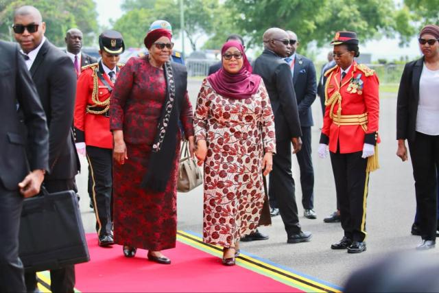 WINDHOEK, 20 June 2026 – President Netumbo Nandi-Ndaitwah (left) and her Tanzanian counterpart, Samia Suluhu (Photo: Contributed) NAMPA