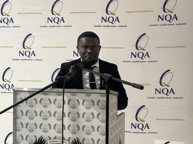 RUNDU, 23 June 2026 - Namibia Qualifications Authority official Jeremia Ekandjo speaking during the National Policy on Qualification Standards at Rundu on Tuesday. (Photo by: Sawi Hausiku) NAMPA 
