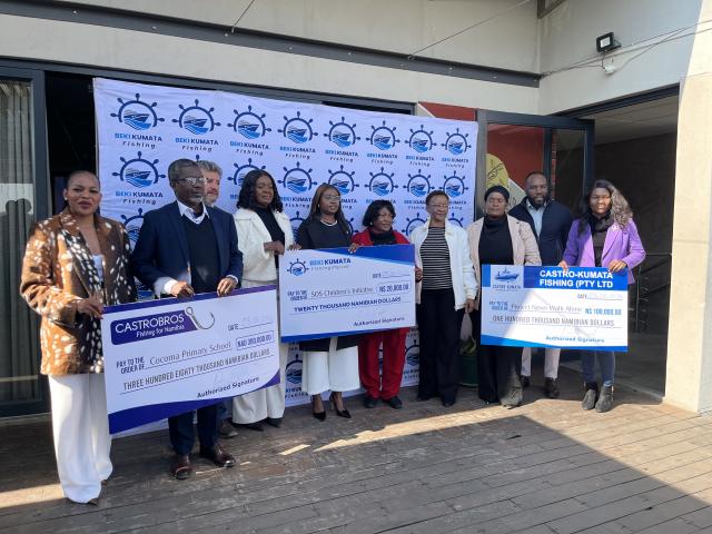 WINDHOEK, 23 June 2026 - Representatives of Beki-Kumata alongside Executives from MEIYSAC and the beneficiaries at the handover ceremony. (Photo by: Justina Shuumbwa) NAMPA