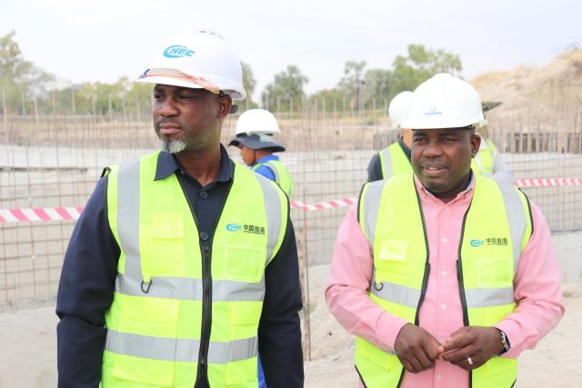 OSHAKATI, 25 June 202 - Oshana Regional Governor Hofni Iipinge and the NamWater North-West Business Unit Head  Leonard Hango, during the familiarlisation visit to the Namwater Oshakati Treatment Plant which is under construction. (photo: Ester Hakaala) NAMPA
