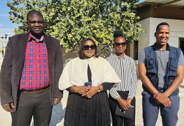 OMUTHIYA, 25 June 2026- (L-R) Deputy Minister of Information Communications and Technology (MICT) Wenzel Kavaka, Oshikoto MICT senior information officer Josephina Mwashindange, Oshikoto MICT administrator Ndekutelela Iita and Oshikoto MICT media officer Shona Ngava.

(Photo: Max Henrich) NAMPA 
