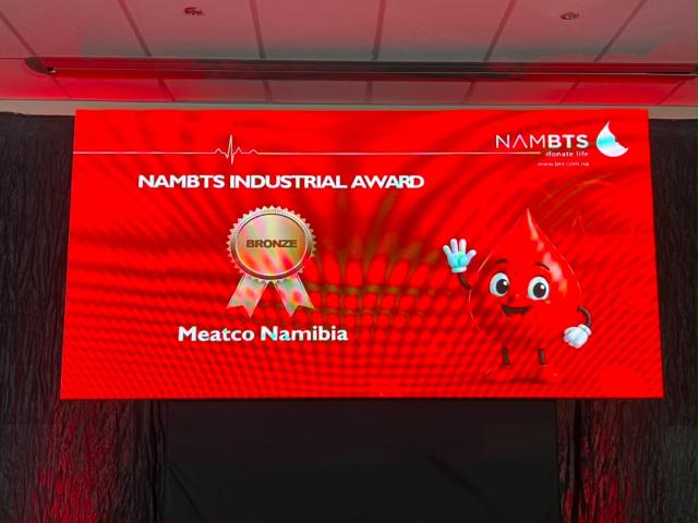 WINDHOEK, 26 June 2026 - Meatco wins bronze at blood donation awards. (Photo: Contributed) NAMPA