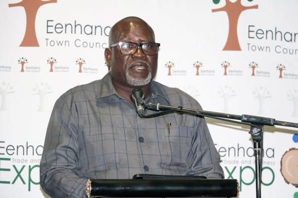 OSHAKATI, 27 June 2026 - Minister of Industries, Mines and Energy, Modestus Amutse, pictured during the 16th Eenhana Expo fundraising gala dinner held on Saturday, where the Eenhana Town Council raised N.dollars 580 811 towards hosting this year's expo. (Photo: Contributed)
