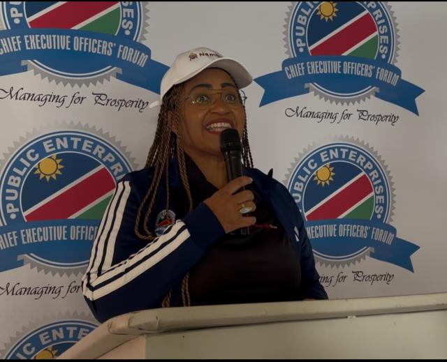 RUNDU, 30 June 2026 - Public Enterprise Forum Spokesperson Patty Karauihe- Martin speaking during a media briefing on the preparations of the State Owned Enterprises Games at Rundu on Monday. (Photo by: Sawi Hausiku) NAMPA 