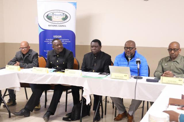 OTJIWARONGO, 10 July 2026 - The National Council Standing Committee members on Education, Science, ICT and Youth Development at a media briefing Friday morning at Otjiwarongo. (Photo by: Mulisa Simiyasa) NAMPA