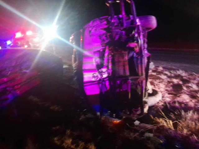 OTJIWARONGO, 17 July 2026 - Accident scene where a 16 seater minibus and Volvo sedan were involved on Otavi-Otjiwarongo B1 road Friday night. (Photo contributed) NAMPA 