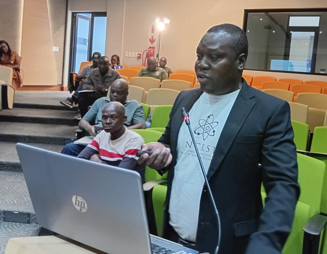 KATIMA MULILO, 17 July 2026 — National Steering Committee member, Sepo Kamwayamunzi making a presentation during a one-day consultative meeting on the Namibia Space Science and Technology Bill on Friday at Katima Mulilo's Zambezi Regional Council auditorium. Zambezi became the 10th region consulted on the proposed legislation.

(Photo: Michael Mutonga Liswaniso) NAMPA 