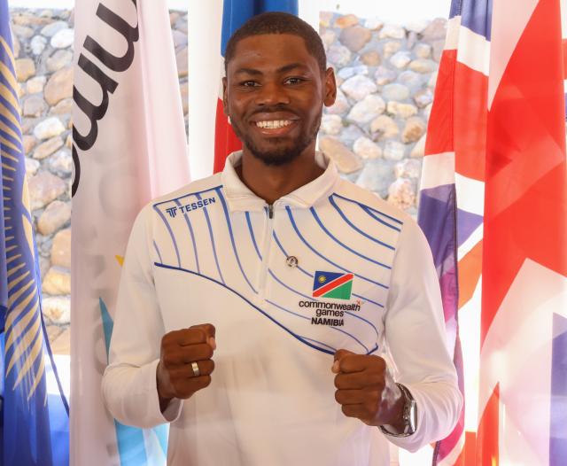 WINDHOEK, 13 July 2026 - Namibia's amateur boxer Tryagain Morning Ndevelo poses for a photo during Team Namibia send-off ceremony for the Commonwealth Games in Glasgow, Scotland by the British High Commission in Namibia. (Photo by: Hesron Kapanga) NAMPA