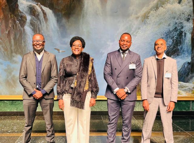 WINDHOEK, 21 July 2026 - Special Advisor and Head of the Upstream Petroleum Unit in the Office of the President Kornelia Shilunga (second left) pictured with a delegation from the Namibia Oil and Gas Conference (NOGC). (Photo: Contributed) 