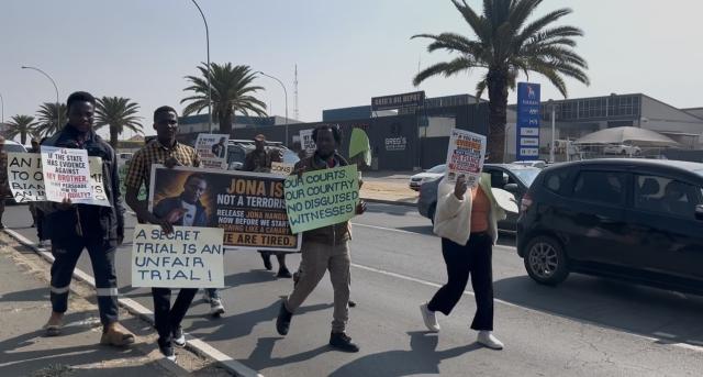 WINDHOEK, 22 July 2026- Family Members of Jona Hangula protesting in Windhoek. (Photo by Eba Kandovazu). NAMPA