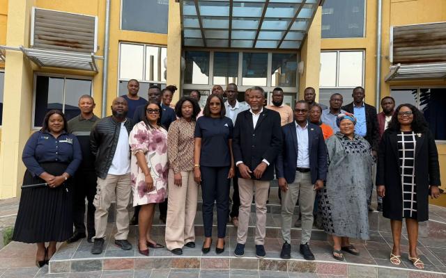 OMUTHIYA, 22 July 2026- The Parliamentary Standing Committee on Information and Communication Technology captured with Oshikoto governor Sacky Kathindi (C, black suit).

(Photo: Max Henrich) Nampa
