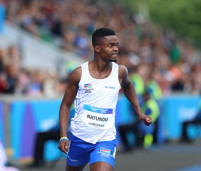 GLASGOW, 26 July 2026 – Namibia’s sprinter Charley Matundu in action during the 100 metres heats at the Commonwealth Games in Glasgow, Scotland. (Photo: Hesron Kapanga) NAMPA