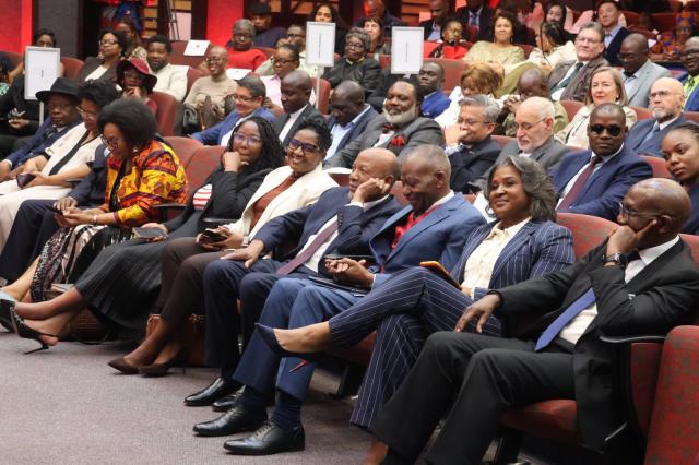 WINDHOEK, 03 August 2026 - Namibians from across the political, academic, and civic spectrum gathered at the UNAM Hage G. Geingob Campus to commemorate the democratic legacy and administrative footprint of the late Dr. Hage G. Geingob, launching the Inaugural Dr Hage G. Geingob Townhall Conversation.  (Photo by: Uakutura Kambaekua) NAMPA.