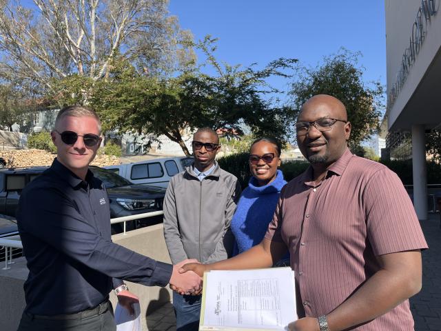 WINDHOEK, 06 August 2026 - Representatives of the Namibia Press Agency (NAMPA) and Metje + Ziegler (M+Z) Ltd pose for a photograph following the official partnership announcement for Behind The Wheel Season 2 in Windhoek. (Photo by: Justina
Shuumbwa) NAMPA 