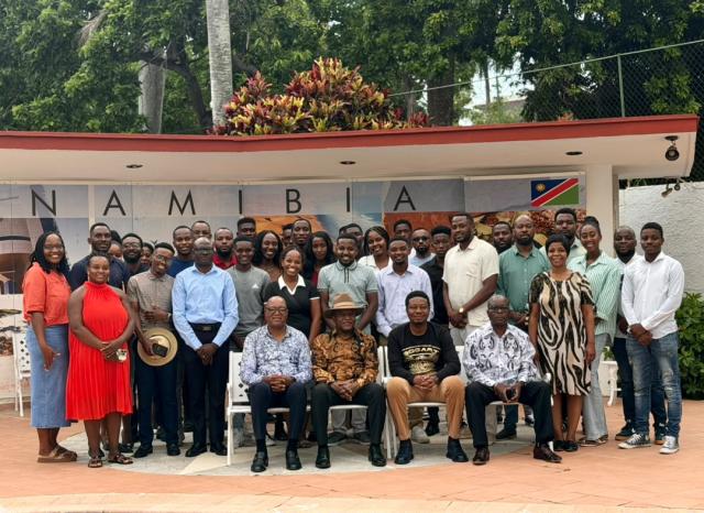 HAVANA, 09 August 2026 - Prime Minister Dr. Elijah Ngurare (seated centre, wearing a hat) met with Namibian students studying in Cuba during a recent visit, affirming the government's commitment to their academic success and well-being. (Photo: Contributed) NAMPA.