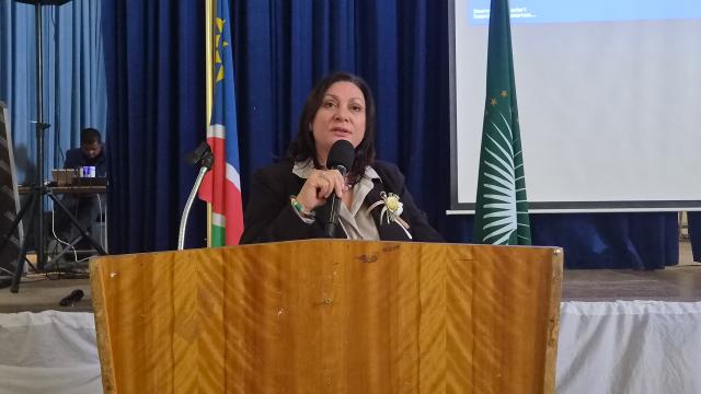 MARIENTAL, 15 August 2026- Minister Sanet Steenkamp engages with education officials, principals and stakeholders during an education engagement in Mariental, Hardap Region, on Friday. (Photo: Joe-Chintha Garises) Nampa 