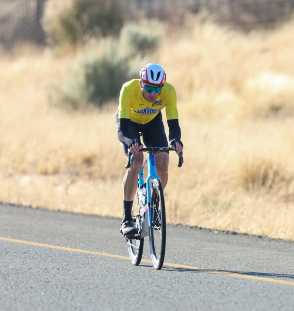 WINDHOEK, 14 August 2026 - Namibian international rider, Alex Miller, during stage two of the 2026 Pupkewitz Megabuild Tour de Windhoek on the Dordabis road. Miller won the stage with a huge time gap from the rest of the peloton. (Photo: Hesron Kapanga) NAMPA