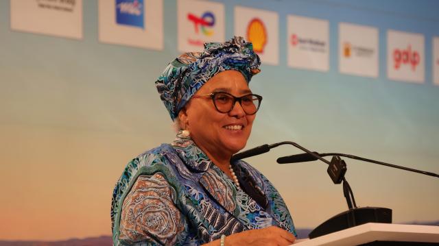 WINDHOEK, 19 August 2026 - Vice President Lucia Witbooi, at the official opening of the fourth edition of the Namibia Oil and Gas Conference. (Photo by: Justina Shuumbwa) NAMPA 