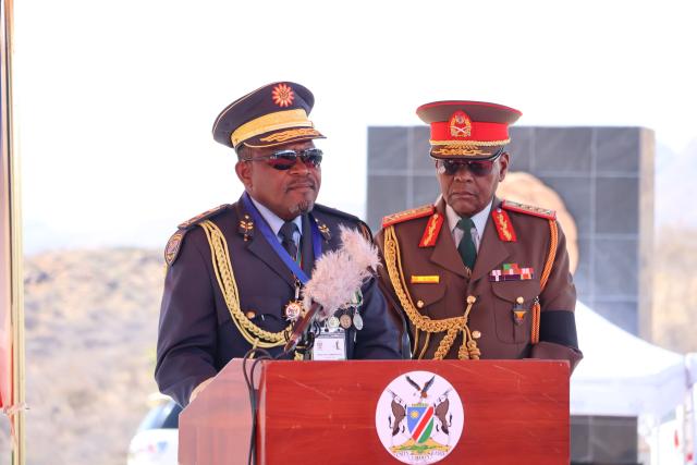 WINDHOEK, 24 August 2026 - Former police commissioner, Ndahangwapo Kashihakumwa, (L) and former Chief of the Namibian Defence Force, Lt General (rtd) Martin Shali. (Photo: Uakutura Kambaekua) NAMPA