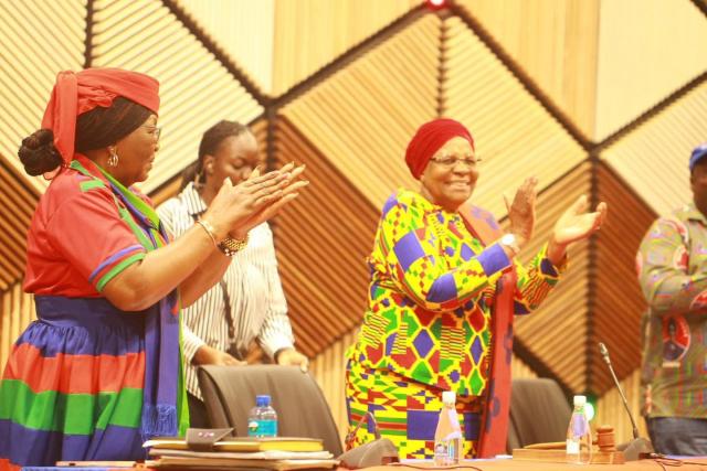 WINDHOEK, 29 August 2026 - Swapo party secretary general Sophia Shaningwa and party president Netumbo Nandi-Ndaitwah pictured at the 11th Central Committee meeting in Windhoek on Saturday. (Photo: Contributed) NAMPA.
