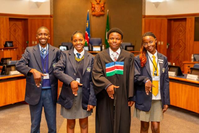 WINDHOEK, 31 AUG (NAMPA) - The Fourth Junior National Council on Monday has elected Fritz Hangue from the ||Karas region as Chairperson, with Loini Nangolo (Erongo) as Deputy Chairperson; Willem Abiatar (Omusati) as the Chief Whip, with Etuhole Philemon from the Oshana region as the Deputy Chief Whip. (Photo: Contributed) NAMPA.