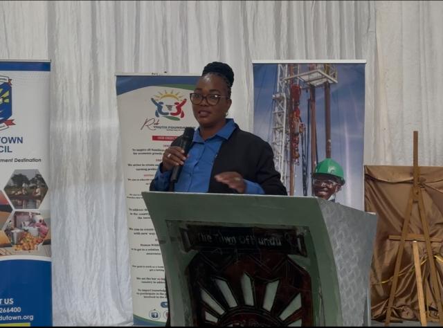 RUNDU, 04 September 2026 - Rundu Town Council Strategic Executive for Community Services, Francisca Kupembona speaking during the launch of RTC’s subsidiary company at Rundu on Friday. (Photo by: Sawi Hausiku) NAMPA 