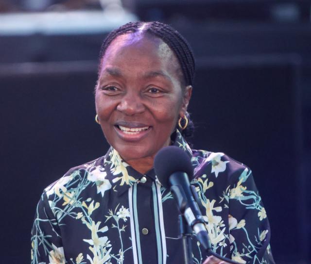 WINDHOEK, 02 September 2026 - Minister of Finance, Ericah Shafudah, addresses members of the public during the Creative, Sport and Tourism Expo that was held at the Hage Geingob Rugby Stadium in Windhoek. (Photo: Hesron Kapanga) NAMPA