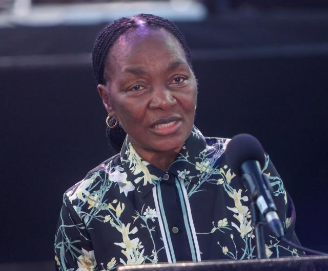WINDHOEK, 02 September 2026 - Minister of Finance, Ericah Shafudah, addresses members of the public during the Creative, Sport and Tourism Expo, that was held at the Hage Geingob Rugby Stadium in Windhoek in September 2026. (Photo: Hesron Kapanga) NAMPA
