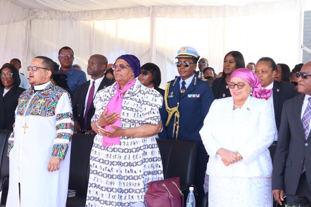 WINDHOEK, 12 September 2026 - President Netumbo Nandi-Ndaitwah, Vice President Lucia Witbooi, and Prime Minister Elijah Ngurare and members of parliament joined hundreds of Namibians at the Independence Arena to observe the National Day of Prayer. (Photo by: Uakutura Kambaekua) NAMPA.