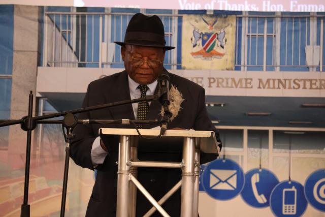 WINDHOEK, 16 September 2026 - Helmut Angula, Chairperson of the Namibian National Solidarity Campaign in support of Cuba, delivering his address during the Cuba Solidarity Fundraising Gala Dinner held at the NamPower Convention Centre in Windhoek on Wednesday. (Photo by: Uakutura Kambaekua) NAMPA
