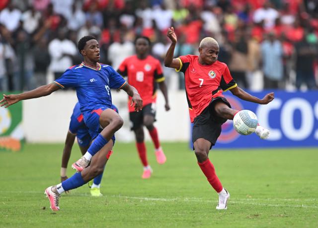 WINDHOEK, 18 September 2027 - Namibia's U20 player Williem Nguvali while in action against ........ of Mozambique during their second match of 2026 Council of Southern African Football Associations (COSAFA) TotalEnergies CAF Under-20 Africa Cup of Nations qualifying campaign. Namibia overcame their opponents, Mozambique, with a 1-0 victory in Maputo, Mozambique, at Zimpeto Stadium. (Photo: contributed) NAMPA
