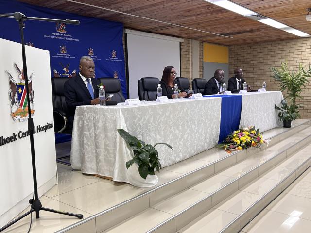Windhoek, 21 September 2026- Executive Director of the Ministry Health and Social Services at the inauguration of the pediatric Intensive Care Unit at central hospital, pictured with delegates. (Photo by Eba Kandovazu). NAMPA