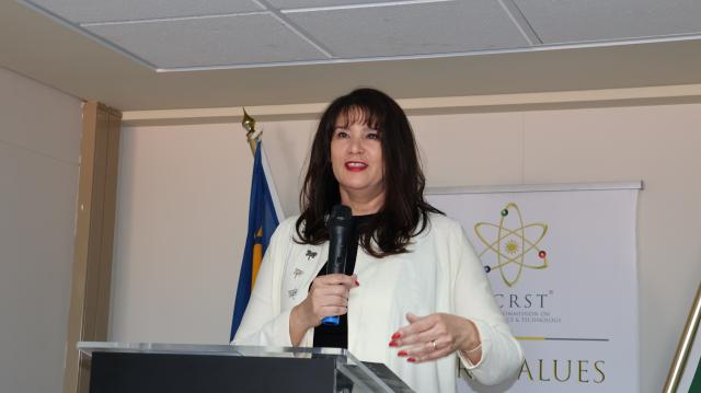 WINDHOEK, 23 September 2026 - National Commission on Research, Science and Technology (NCRST) Chief Executive Officer Anicia Peters, speaking at the launch of Namibia's National Artificial Intelligence (AI) here Wednesday, structured around four centres for research, software development, innovation and data. (Photo by: Chelva Wells) NAMPA
