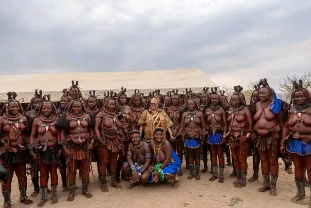 OVINJANGE, 25 SEPTEMBER 2026- Vice President Lucia Witbooi with members of the Ondiri Peer Group during their General Assembly at Ovinjange Village in the Kunene Region on Friday. (Photo: Contributed) NAMPA