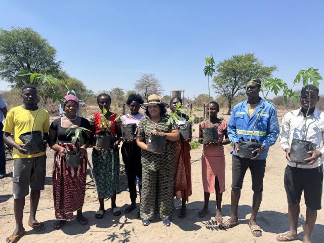 GUMI VILLAGE, 29 September 2026 - Kavango West Governor Verna Sinimbo pictured with the youth of Gumi Youth Project in Ncamagoro Constituency during her regional visit to youth projects. (Photo: Lylie Joel) NAMPA
