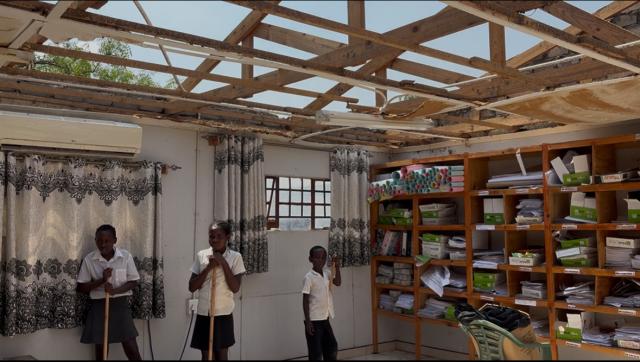 RUNDU, 01 October 2026 - Heavy rain damages staffroom at Ruben Makaranga Combined School in Rundu affecting 81 teachers. (Photo by: Sawi Hausiku) NAMPA 