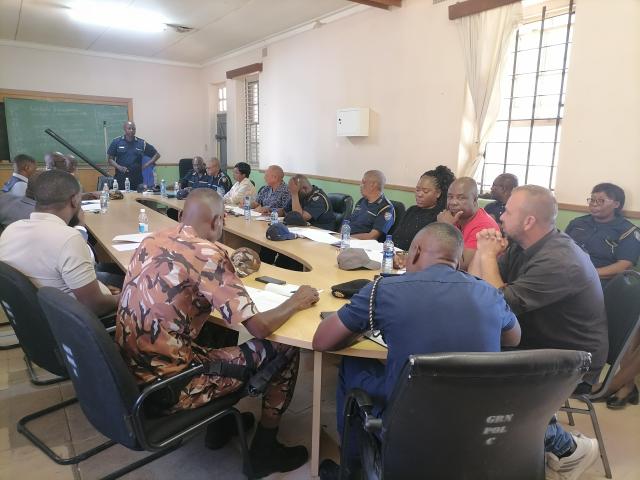 OTJIWARONGO, 06 October 2026 - A meeting where the revival of the dormant road safety forum for the Otjozondjupa Region was discussed Tuesday afternoon at the Otjiwarongo Police Station. Otjozondjupa Regional Police Commander, Commissioner Philip Hidengwa (standing) chaired the meeting. (Photo by: Mulisa Simiyasa) NAMPA