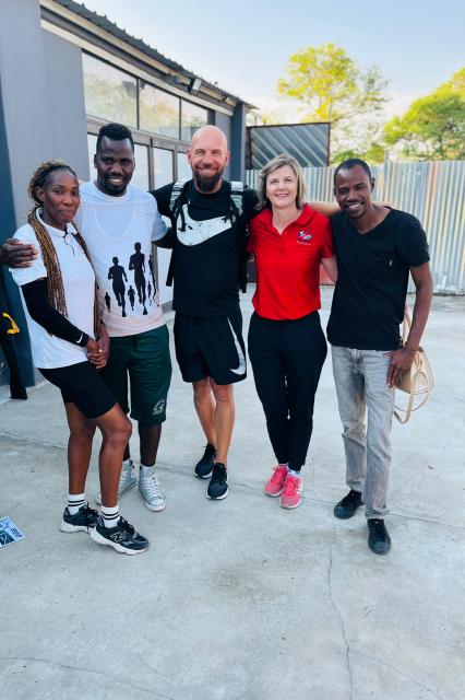 KATIMA MULILO, 06 October 2026 - Pictured during the World Athletics Coaching Education and Certification System CECS Level 1 course here. 
From left is Selma Mufite (Chairperson of Athletics Namibia Zambezi), Simon Nkumbwa (Kavango West Coach), Charley Strohmenger (Course Lecturer, South Africa), Madeleine Kotze (Secretary General, Athletics Namibia), and Sikongo Katjimi (Kavango West Coach).

(Photo: Contributed)
