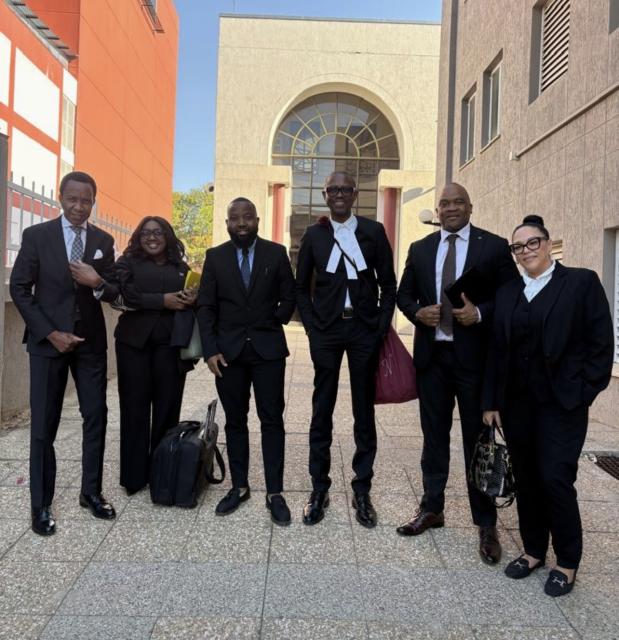 WINDHOEK, 08 OCTOBER 2026- Central Procurement Board CEO pictured with His legal team including Sisa Namandje at the Windhoek High Court. (Photo contributed by). NAMPA