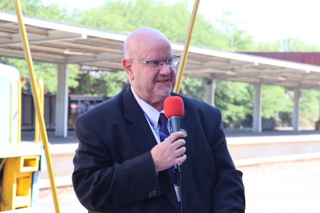 WINDHOEK, 13 OCT (NAMPA) - TransNamib Chief Executive Officer, Desmond van Jaardsveld during the official launch of TransNamib Rail Safety Week. 

(Photo by: Chelva Wells) NAMPA