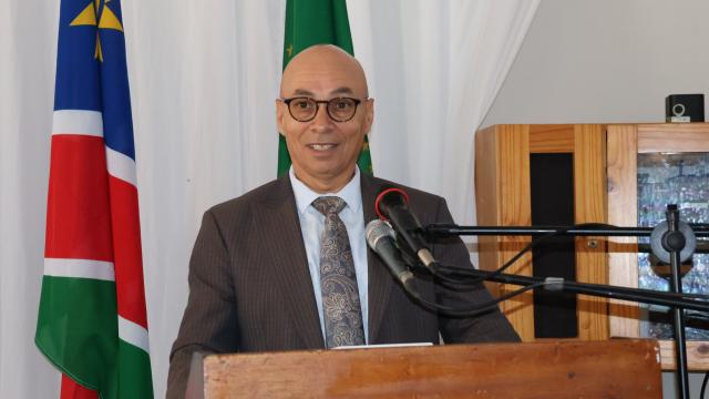 SWAKOPMUND, 13 October 2026 - Newly appointed ACC Director General Dr Bryan Eiseb, making his maiden media address at the commission’s annual Erongo media engagement in Swakopmund on Tuesday. (Photo by: Isabel Bento) NAMPA