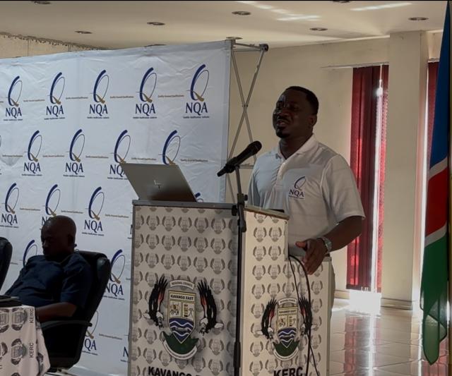 RUNDU, 14 October 2026 - Head of Qualifications at the Namibia Qualification Authority Joseph Amunyela speaking during  the Micro-credentials national consultation at Rundu on Wednesday. (Photo by: Sawi Hausiku) NAMPA 