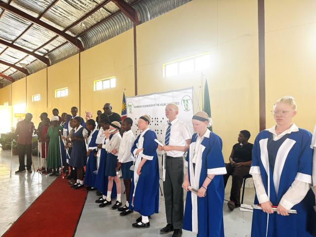 NKURENKURU, 15 October 2026- Fourteen learners and six community members received white canes at the North Eastern Association of the Visually Impaired’s International White Cane Day commemoration at Nkurenkuru Expo Hall on Thursday. 
(photo: Lylie Joel)
NAMPA