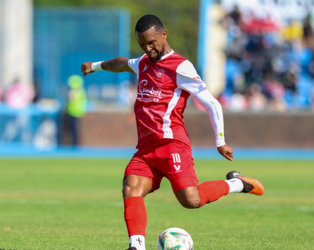 GABORONE, 17 October 2026 - African Stars player Willy Stephanus while in action during their Confederation of African Football (CAF), Champions League second round first priliminary game against Orlando Pirates at the National Stadium of Botswana in Gaborone. Pirates won the match 1-0. (Photo by: Hesron Kapanga) NAMPA