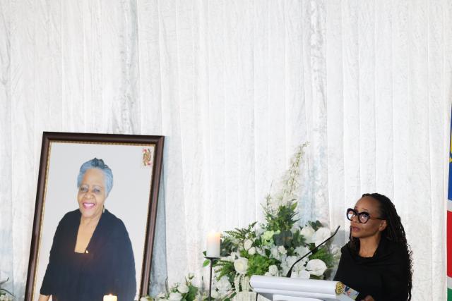 
WINDHOEK, 20 October 2026 – Katchina Shiluwa-Marino paying tribute to her late mother Penehupifo Pohamba as a humble and loving mother (Photo: Andreas Thomas) NAMPA
