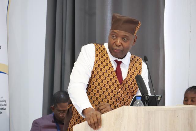 OTJIWARONGO, 20 October 2026 - The Minister of Urban and Rural Development, James Sankwasa speaks at the 27th annual meeting of the Council of Traditional Leaders in Namibia at Otjiwarongo on Monday. (Photo by: Mulisa Simiyasa) NAMPA